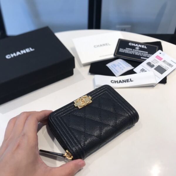 Chanel CO-CO Boy Flap Card Holder 11.5cm/4.5in Gold Hardware For Women Black A80603 Y07659 94305