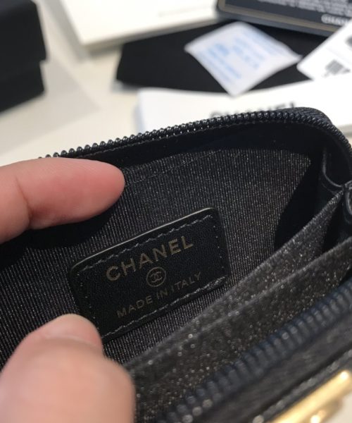 1:1 Replica Chanel CO-CO Boy Flap Card Holder 11.5cm/4.5in Gold Hardware For Women Black A80603 Y07659 94305