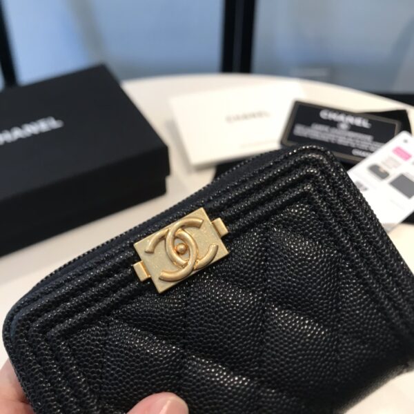 Chanel CO-CO Boy Flap Card Holder 11.5cm/4.5in Gold Hardware For Women Black A80603 Y07659 94305