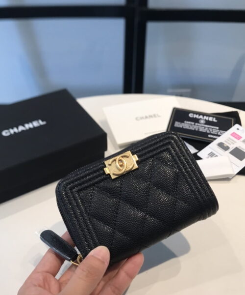 Chanel CO-CO Boy Flap Card Holder 11.5cm/4.5in Gold Hardware For Women Black A80603 Y07659 94305
