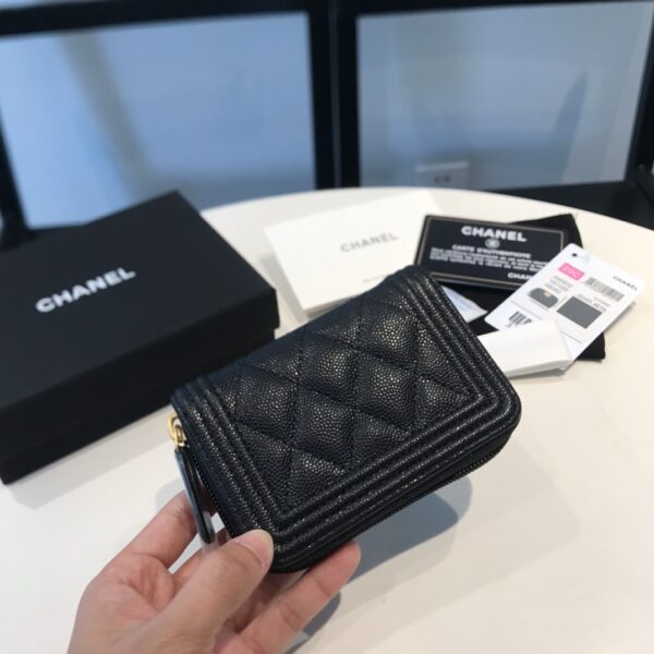 Chanel CO-CO Boy Flap Card Holder 11.5cm/4.5in Gold Hardware For Women Black A80603 Y07659 94305