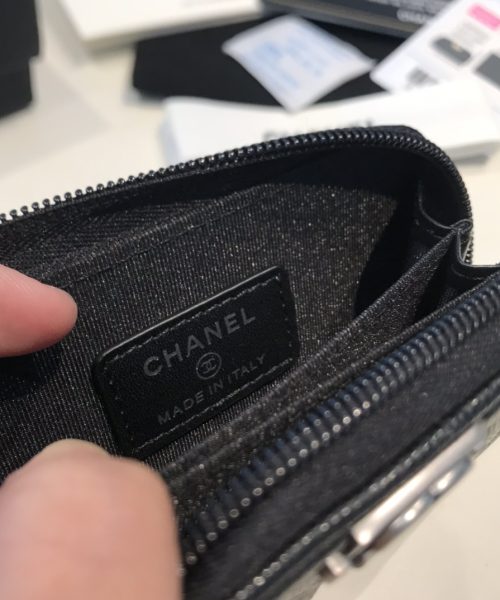 1:1 Replica Chanel CO-CO Boy Flap Card Holder 11.5cm/4.5in Silver Hardware For Women Black
