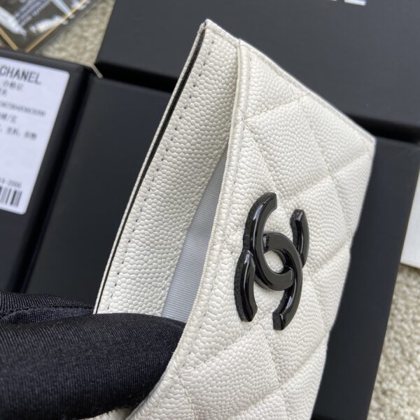Chanel CO-CO Card Holder 11cm/4.3in Black Hardware For Women Beige