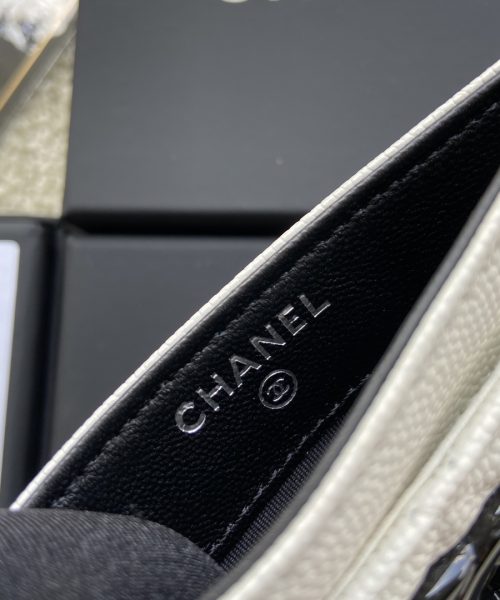 1:1 Replica Chanel CO-CO Card Holder 11cm/4.3in Black Hardware For Women Beige