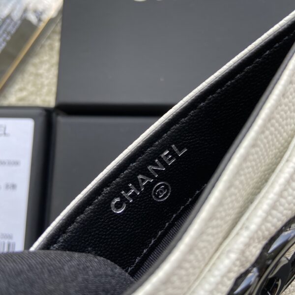 Chanel CO-CO Card Holder 11cm/4.3in Black Hardware For Women Beige