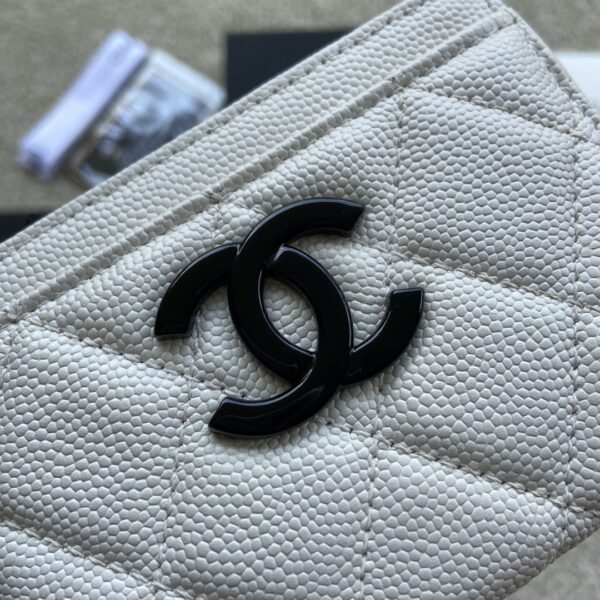 Chanel CO-CO Card Holder 11cm/4.3in Black Hardware For Women Beige