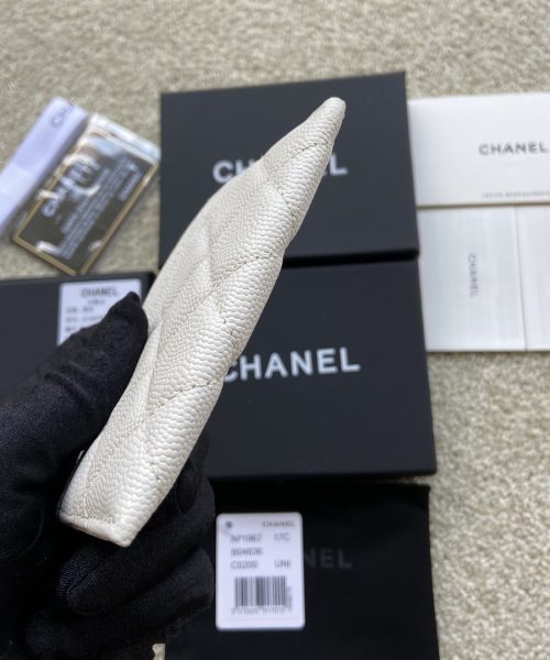 1:1 Replica Chanel CO-CO Card Holder 11cm/4.3in Black Hardware For Women Beige