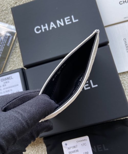 1:1 Replica Chanel CO-CO Card Holder 11cm/4.3in Black Hardware For Women Beige