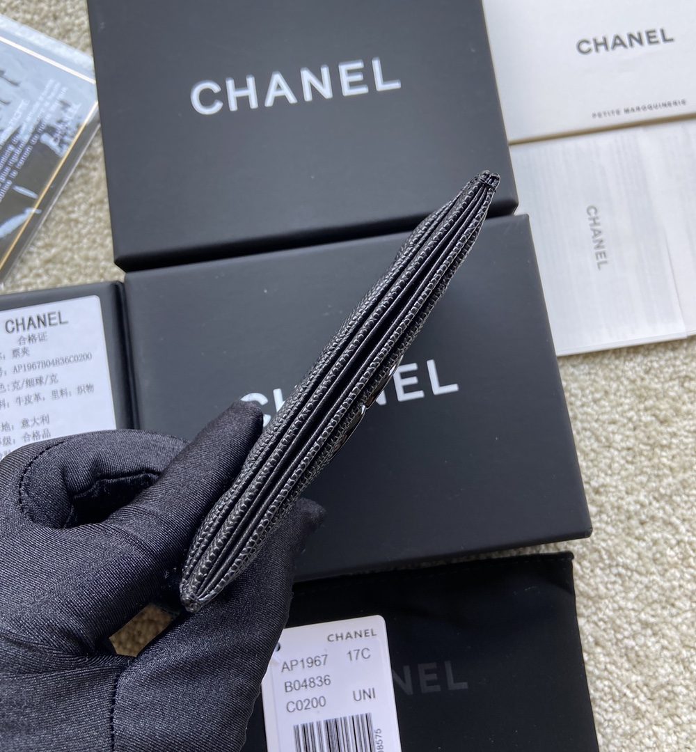 1:1 Replica Chanel CO-CO Card Holder 11cm/4.3in Black Hardware For Women Black