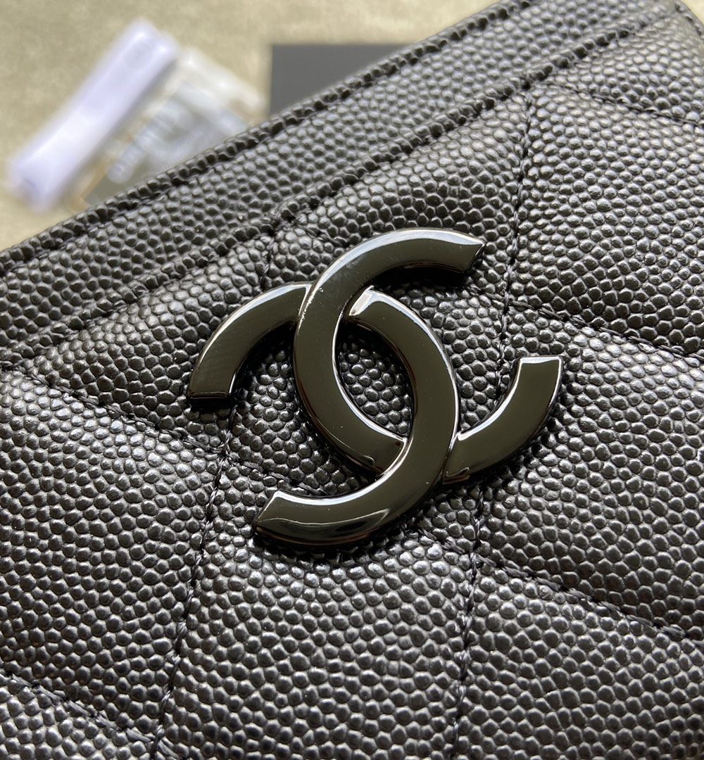 1:1 Replica Chanel CO-CO Card Holder 11cm/4.3in Black Hardware For Women Black