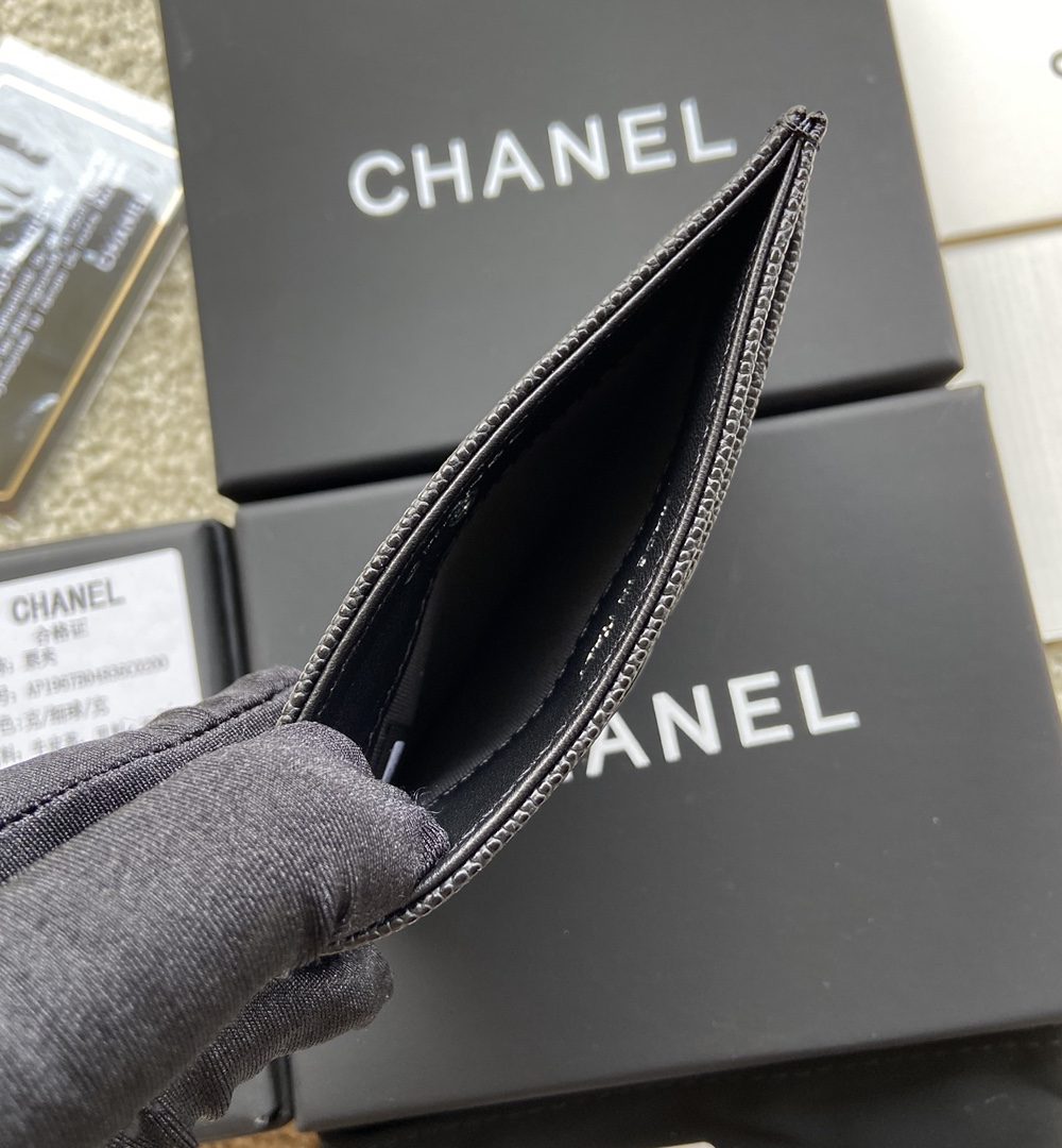 1:1 Replica Chanel CO-CO Card Holder 11cm/4.3in Black Hardware For Women Black