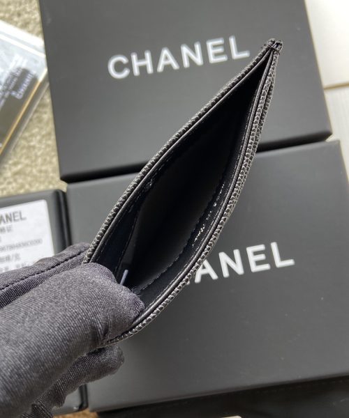 1:1 Replica Chanel CO-CO Card Holder 11cm/4.3in Black Hardware For Women Black