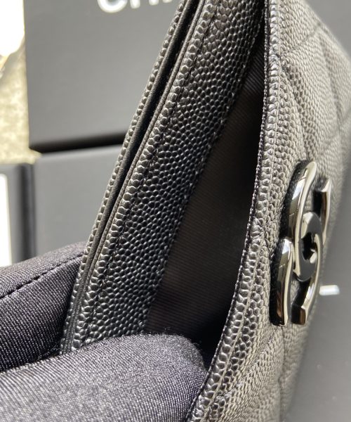 1:1 Replica Chanel CO-CO Card Holder 11cm/4.3in Black Hardware For Women Black