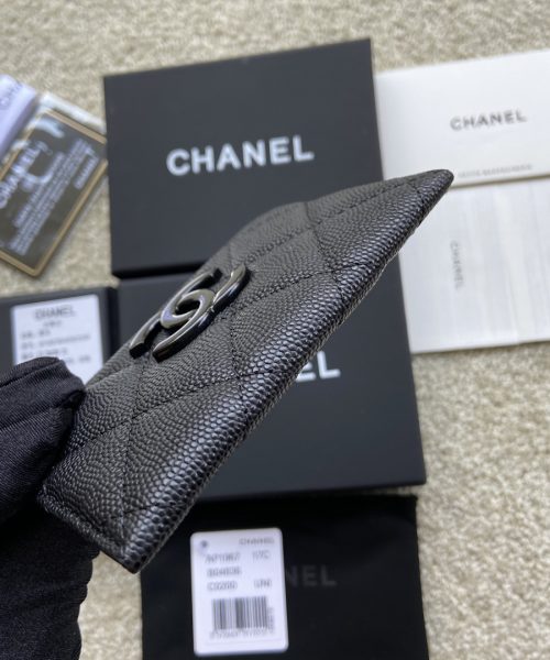 1:1 Replica Chanel CO-CO Card Holder 11cm/4.3in Black Hardware For Women Black