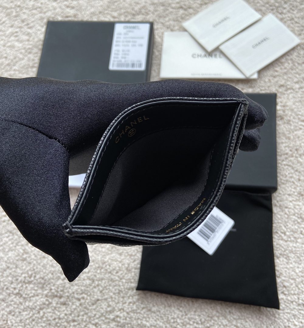 1:1 Replica Chanel CO-CO Card Holder 11cm/4.3in Silver Hardware For Women Black