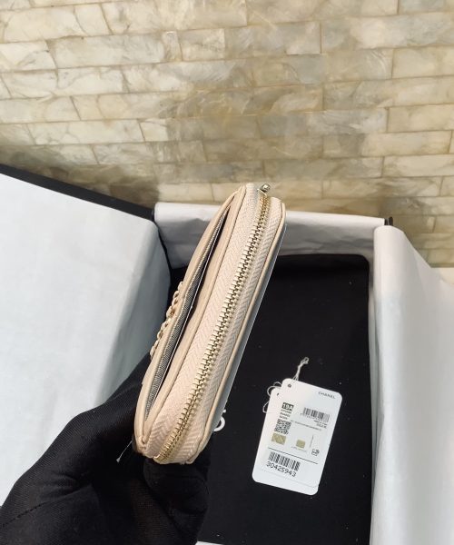 1:1 Replica Chanel CO-CO Card Holder 12cm/4.7in Gold Hardware For Women Beige
