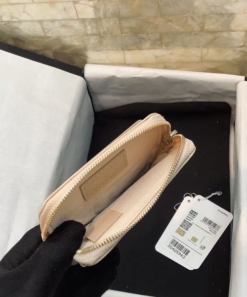 1:1 Replica Chanel CO-CO Card Holder 12cm/4.7in Gold Hardware For Women Beige
