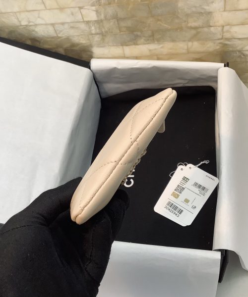 1:1 Replica Chanel CO-CO Card Holder 12cm/4.7in Gold Hardware For Women Beige