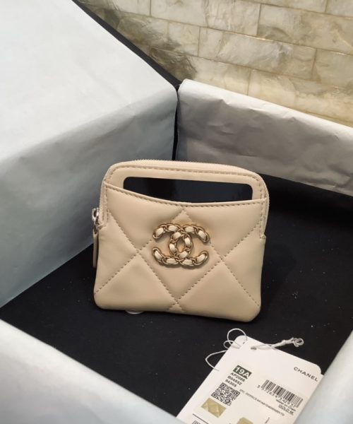 1:1 Replica Chanel CO-CO Card Holder 12cm/4.7in Gold Hardware For Women Beige