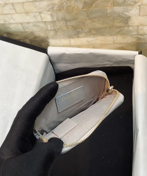 1:1 Replica Chanel CO-CO Card Holder 12cm/4.7in Gold Hardware For Women Grey