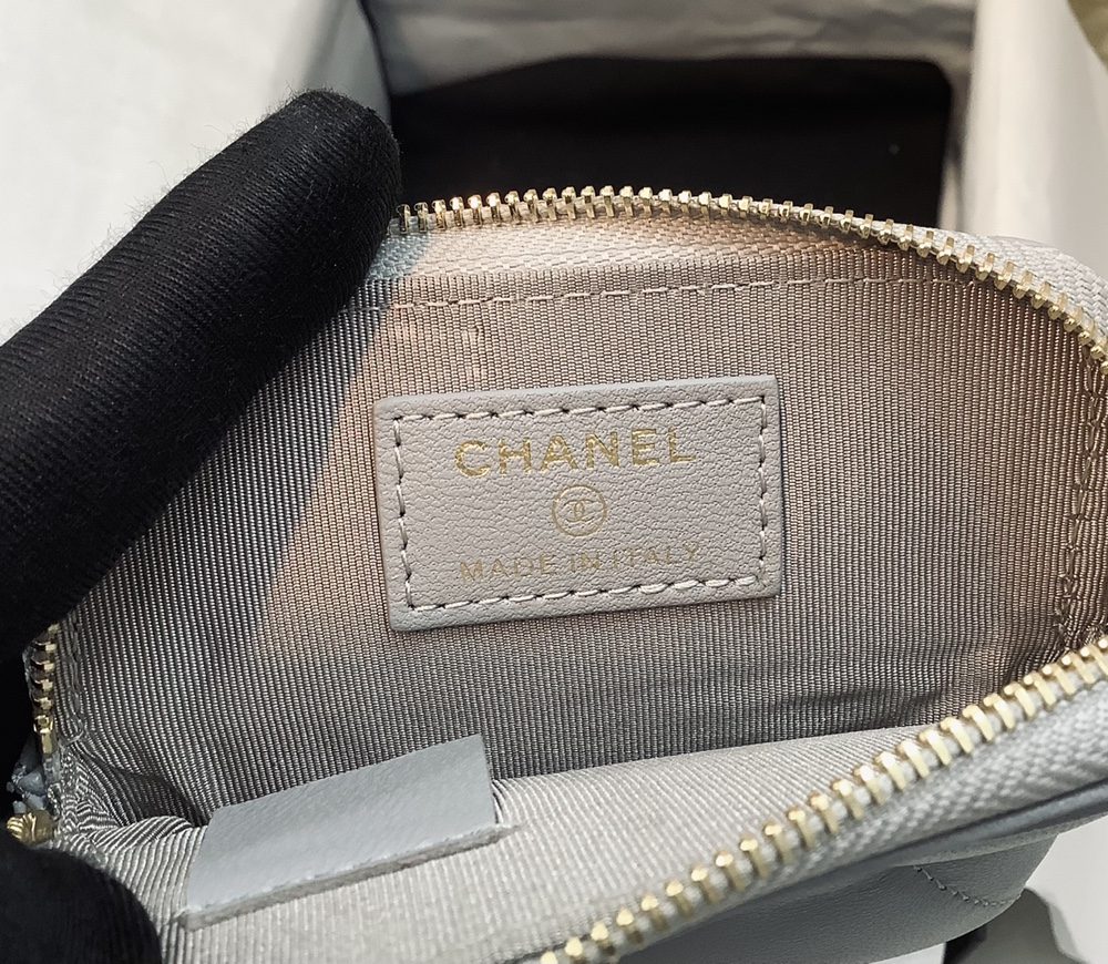 1:1 Replica Chanel CO-CO Card Holder 12cm/4.7in Gold Hardware For Women Grey