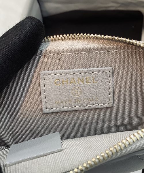 1:1 Replica Chanel CO-CO Card Holder 12cm/4.7in Gold Hardware For Women Grey