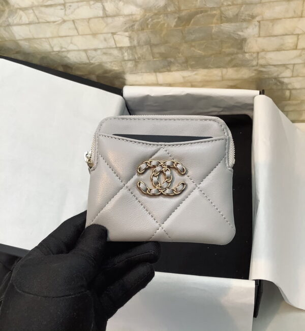 Chanel CO-CO Card Holder 12cm/4.7in Gold Hardware For Women Grey