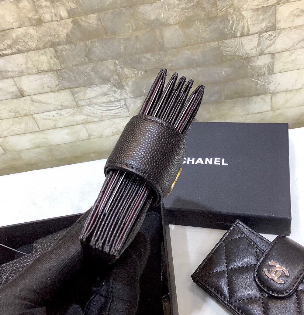 1:1 Replica Chanel CO-CO Card Holder Wallet 10cm/4in Gold Hardware For Women Black