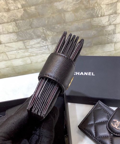 1:1 Replica Chanel CO-CO Card Holder Wallet 10cm/4in Gold Hardware For Women Black