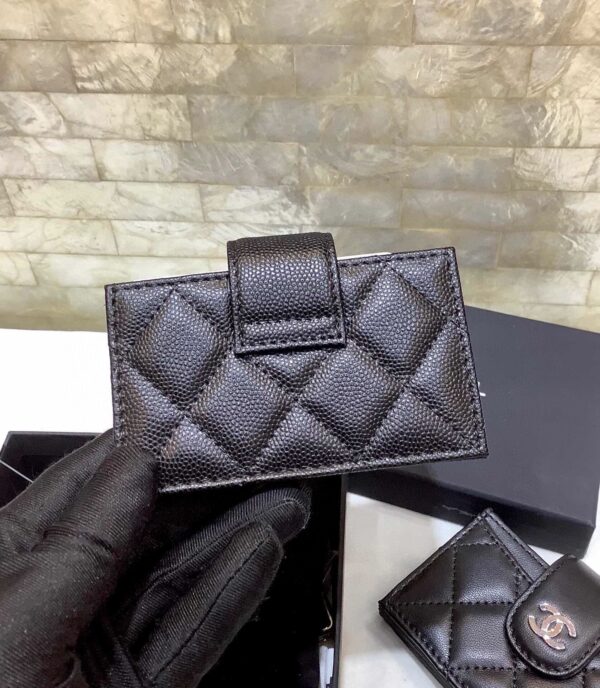 Chanel CO-CO Card Holder Wallet 10cm/4in Gold Hardware For Women Black