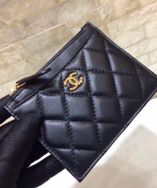 Chanel CO-CO Chanel 19 Pouch 11.5cm/4.5in Gold Hardware For Women Black