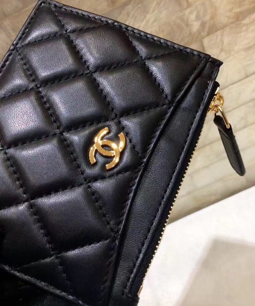 1:1 Replica Chanel CO-CO Chanel 19 Pouch 11.5cm/4.5in Gold Hardware For Women Black
