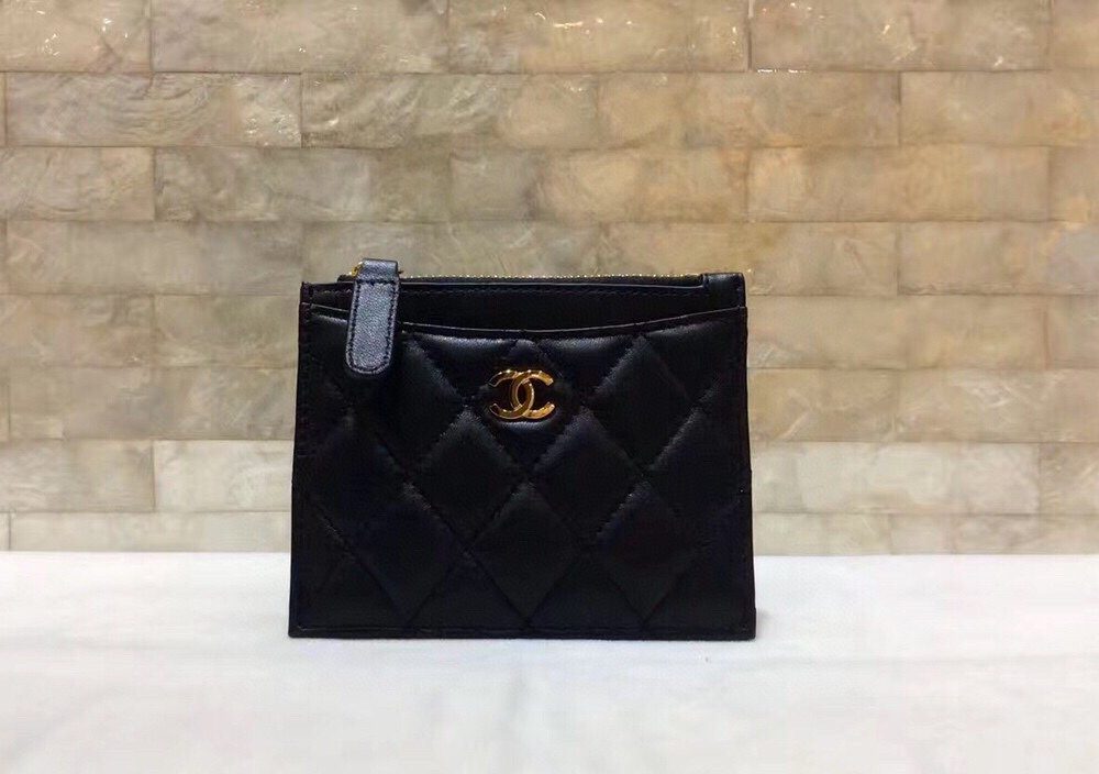 1:1 Replica Chanel CO-CO Chanel 19 Pouch 11.5cm/4.5in Gold Hardware For Women Black