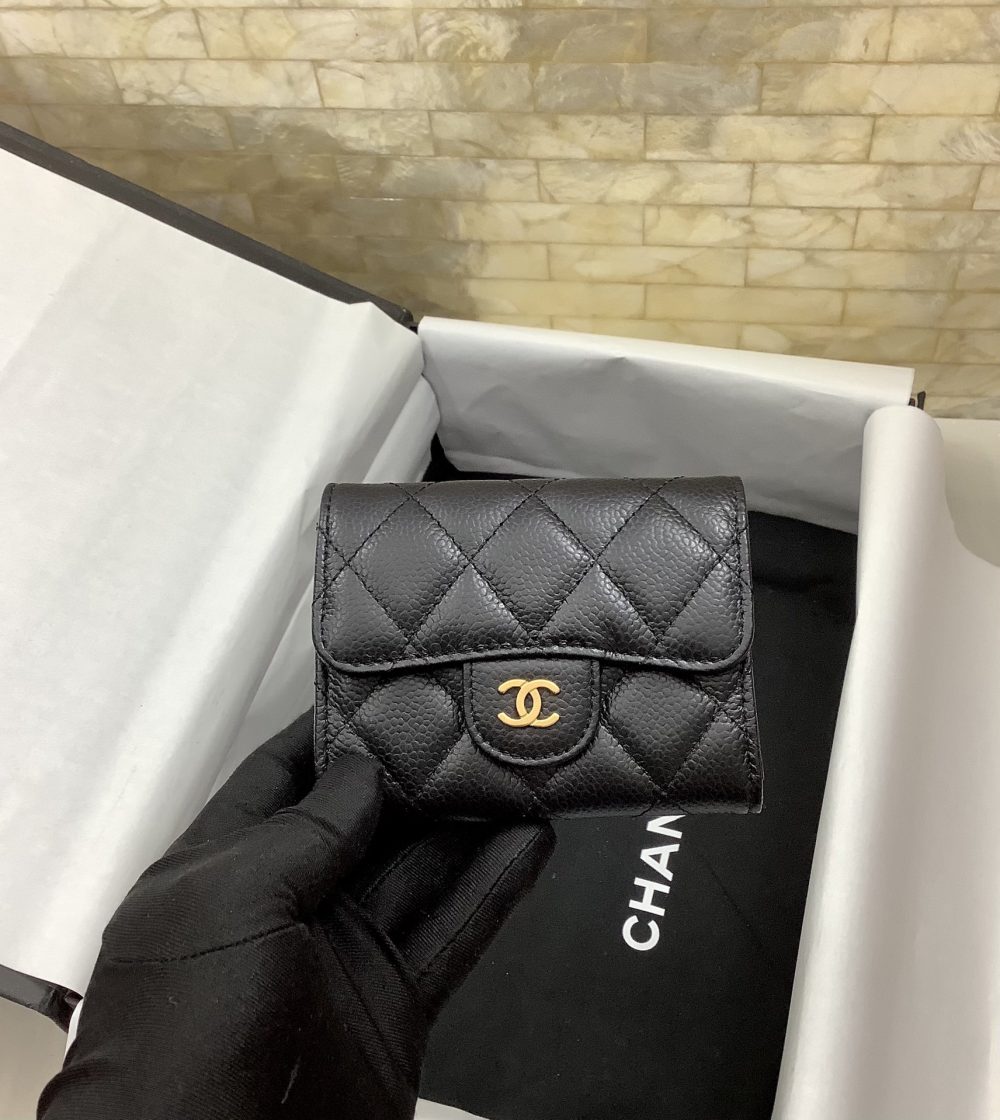 1:1 Replica Chanel CO-CO Classic Card Holder 11cm/4.4in Gold Hardware For Women Black - Image 2
