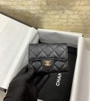 1:1 Replica Chanel CO-CO Classic Card Holder 11cm/4.4in Gold Hardware For Women Black