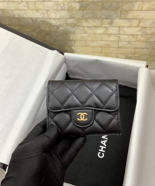 1:1 Replica Chanel CO-CO Classic Card Holder 11cm/4.4in Gold Hardware For Women Black