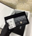 1:1 Replica Chanel CO-CO Classic Card Holder 11cm/4.4in Gold Hardware For Women Black