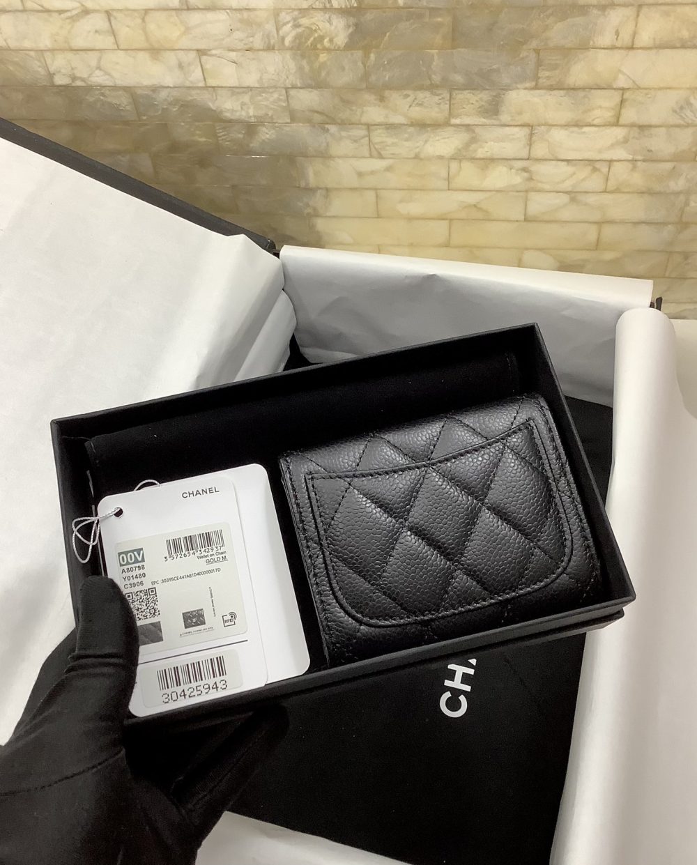1:1 Replica Chanel CO-CO Classic Card Holder 11cm/4.4in Gold Hardware For Women Black - Image 3