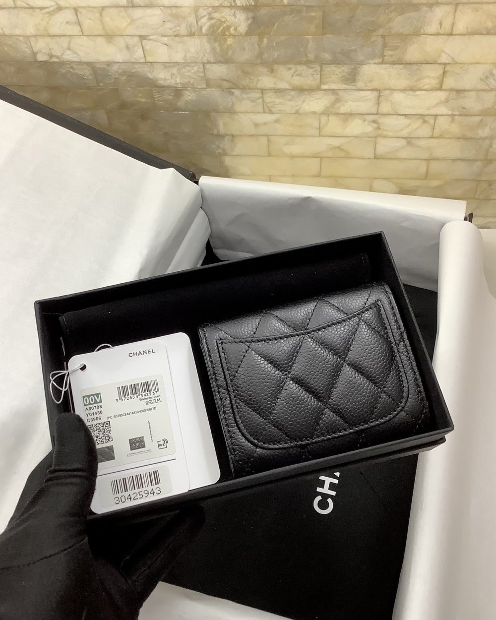 1:1 Replica Chanel CO-CO Classic Card Holder 11cm/4.4in Gold Hardware For Women Black