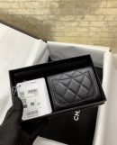 1:1 Replica Chanel CO-CO Classic Card Holder 11cm/4.4in Gold Hardware For Women Black