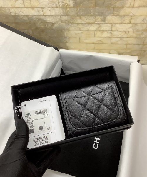 1:1 Replica Chanel CO-CO Classic Card Holder 11cm/4.4in Gold Hardware For Women Black