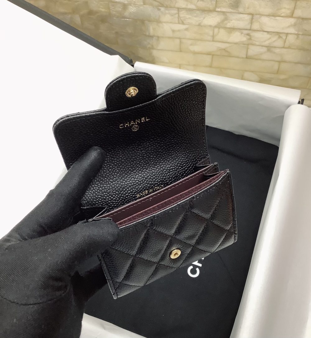 1:1 Replica Chanel CO-CO Classic Card Holder 11cm/4.4in Gold Hardware For Women Black - Image 6