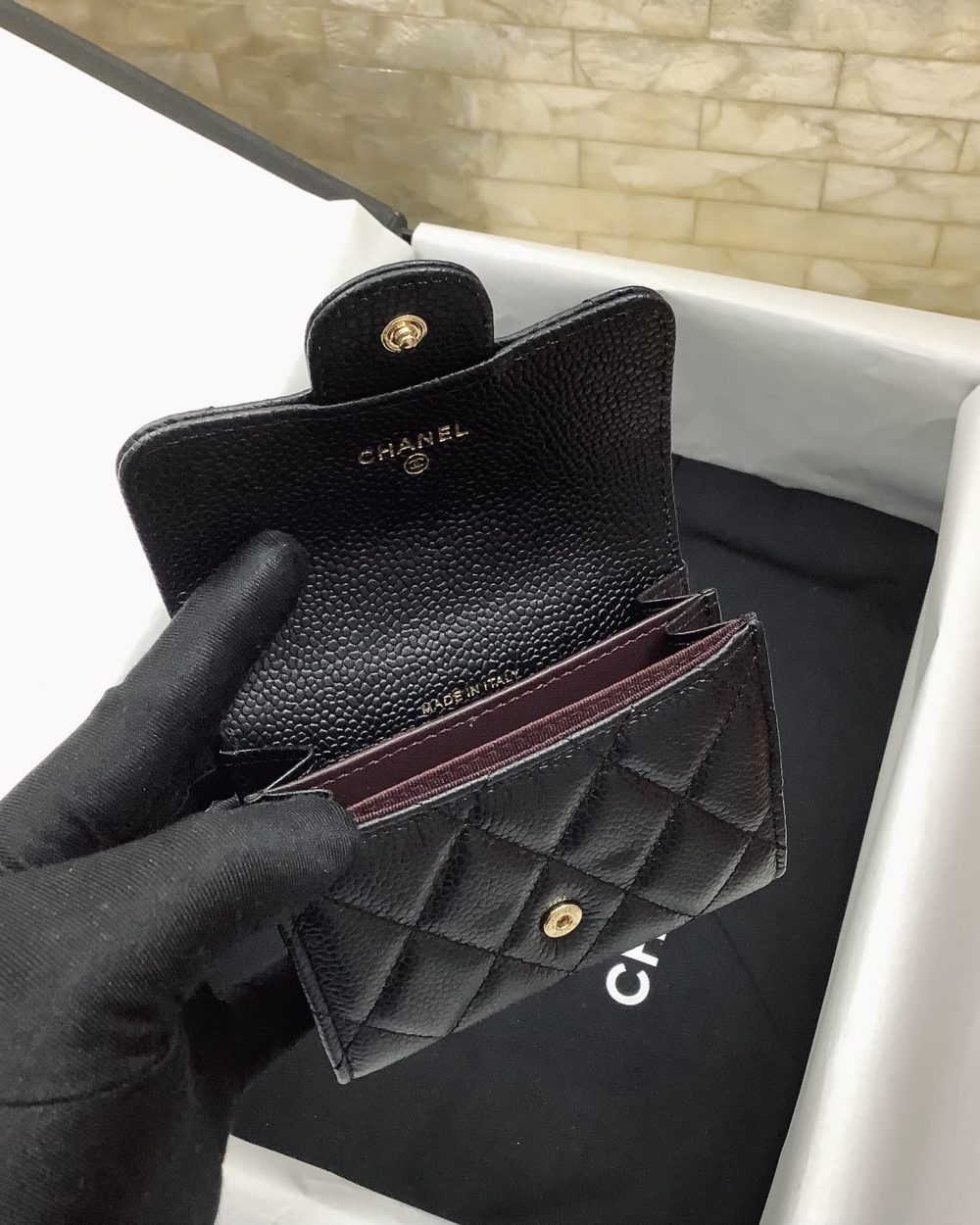 1:1 Replica Chanel CO-CO Classic Card Holder 11cm/4.4in Gold Hardware For Women Black