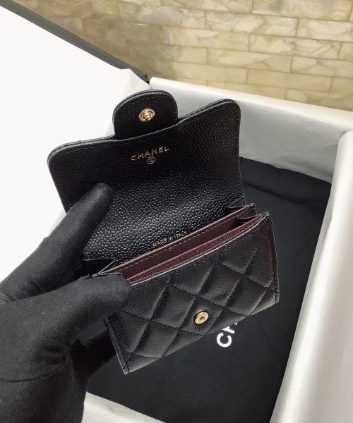 1:1 Replica Chanel CO-CO Classic Card Holder 11cm/4.4in Gold Hardware For Women Black