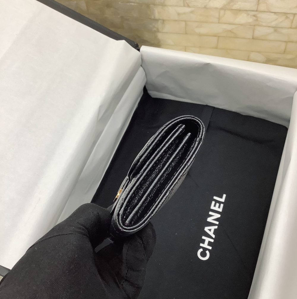 1:1 Replica Chanel CO-CO Classic Card Holder 11cm/4.4in Gold Hardware For Women Black - Image 5