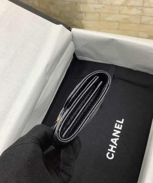1:1 Replica Chanel CO-CO Classic Card Holder 11cm/4.4in Gold Hardware For Women Black