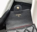 1:1 Replica Chanel CO-CO Classic Card Holder 11cm/4.4in Gold Hardware For Women Black