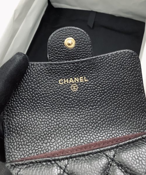1:1 Replica Chanel CO-CO Classic Card Holder 11cm/4.4in Gold Hardware For Women Black