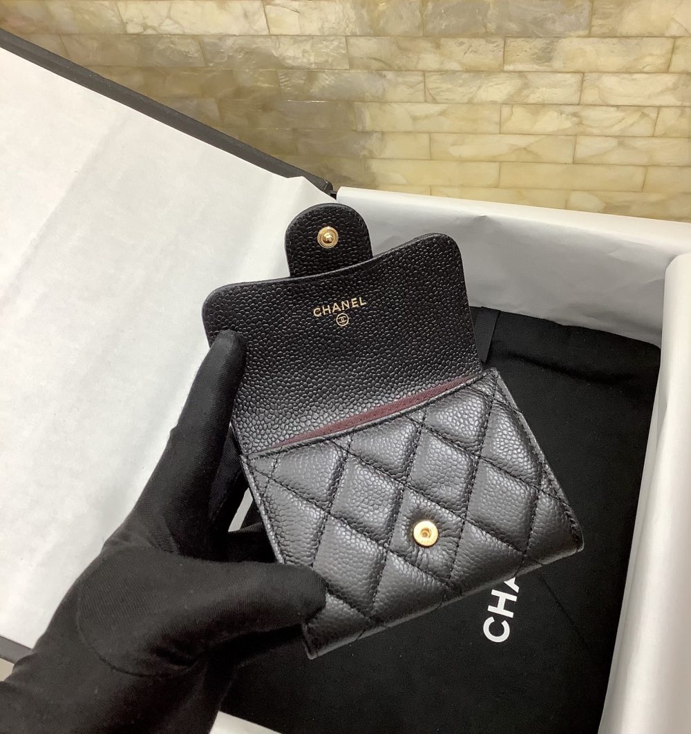 1:1 Replica Chanel CO-CO Classic Card Holder 11cm/4.4in Gold Hardware For Women Black - Image 4