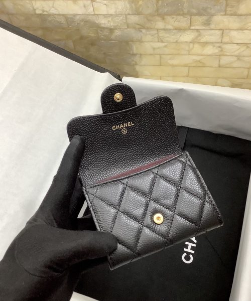 1:1 Replica Chanel CO-CO Classic Card Holder 11cm/4.4in Gold Hardware For Women Black